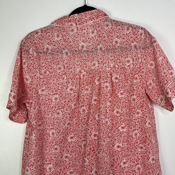 VINTAGE Floral Snap Up House Dress, House Coat, Robe, Mumu Red & White Womens S - Picture 7 of 7